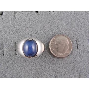 VINTAGE SIGNED LINDE LINDY CRNFLWR BLUE STAR SAPPHIRE CREATED RING RHD P .925 SS