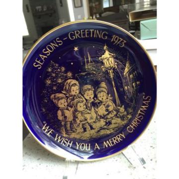 CHRISTMAS1973 H.H. Lihs Linde/Kueps Bavaria Collector Plate GOLD BLUE COBALT.