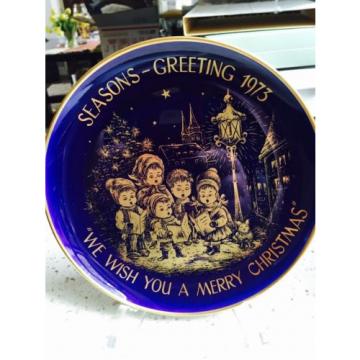 CHRISTMAS1973 H.H. Lihs Linde/Kueps Bavaria Collector Plate GOLD BLUE COBALT.