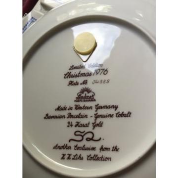 CHRISTMAS1976 H.H. Lihs Linde/Kueps Bavaria Collector Plate GOLD BLUE COBALT.