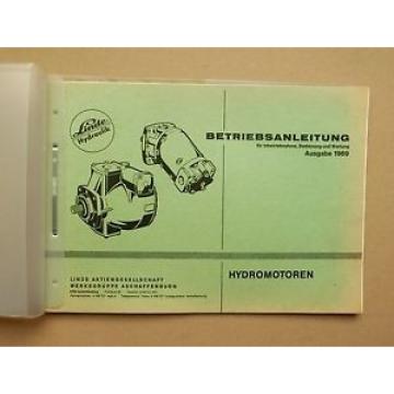 Linde Hydromotoren Betriebsanleitung Original 1969