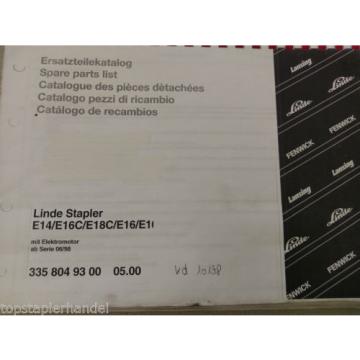 Ersatzteilbuch Linde Gabelstapler E14/E16C/E18C/E16/ Serie 335 ab 06/98