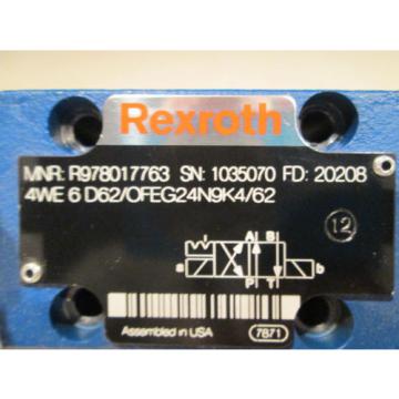 Origin REXROTH R978017763 DIRECTIONAL VALVE 4WE 6 D62/OFEG24N9K4/62