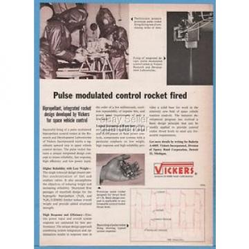 1961 Vickers Aero Hydraulics Detroit MI Space Pulse Rocket Bipropellant Ad