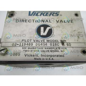 VICKERS DG4S4018CB60 DIRECTIONAL PILOT VALVE AS PICTURED USED
