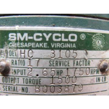 Sumitomo SM-Cyclo HC3105 Inline Gear Reducer 17:1 Ratio 265 Hp