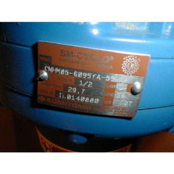 Sumitomo SM-CYCLO CNHM05-6095YA-59 Gear Reducer with TYPE TC-FX 1/2 HP Motor