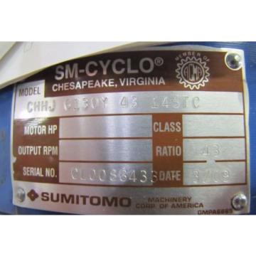 SUMITOMO SM-CYCLO CHHJ 6130Y 43 145TC 43:1 RATIO SPEED REDUCER GEARBOX Origin