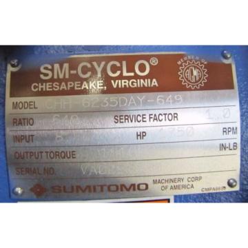 SUMITOMO CHH-6235DAY-649 SM-CYCLO 649:1 RATIO SPEED REDUCER GEARBOX Origin