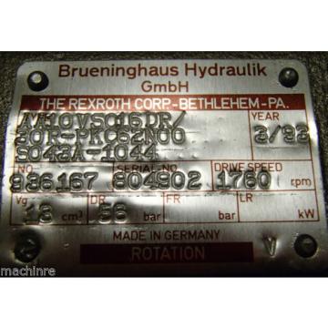 Rexroth Brueninghaus Hydromatik pumps AA10VS016DR/30R-PKC62N00-S043A-1044