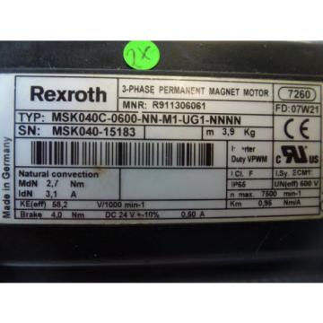 Rexroth MSK040C-0600-NN-M1-UG1-NNNN, 3-Phase Sincrono Motore PM con Freno