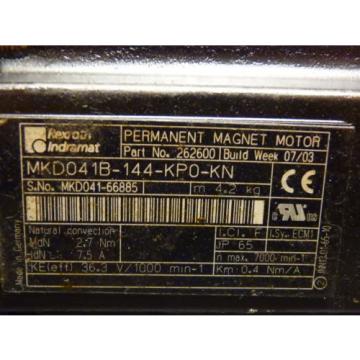 REXROTH INDRAMAT PERMANENT MAGNET MOTOR MKD041B-144-KP0-KN_ P/N: 262600