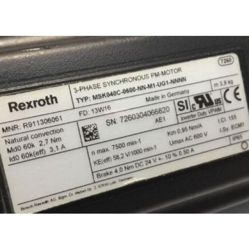 REXROTH 3~ SYNCHRONOUS PM-MOTOR lt;gt; MSK040C -0600 -NN -M1 -UG1 -NNNN