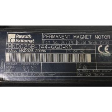 REXROTH INDRAMAT Permanent Magnet Motor / MKD025B-144-GG0-KN