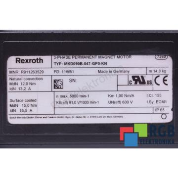 SERVOMOTOR MKD090B-047-GP0-KN R911263529 REXROTH 12M WARRANTY ID28104