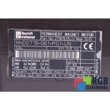 MHD071B-061-PG1-UN R911273676 112A 6000/MIN SERVOMOTOR REXROTH INDRAMAT ID16084