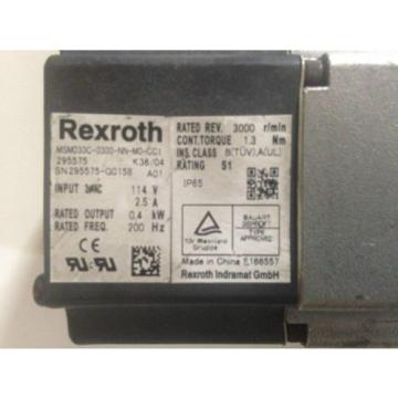 REXROTH BOSCH, MOTOR SERVO W/ABS FEEDBACK, MSM030C-0300-NN-M0-CC1 W/ BRAKE