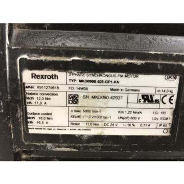 Rexroth Indramat MKD090B-035-GP1-KN Permanent Magnet Servo Motor MKD090B035GP1KN