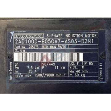 BOSCH REXROTH INDRAMAT DREHSTROMSERVOMOTOR, 2AD100D-B050A7-AS03-D2N1 GEBRAUCHT