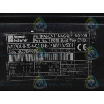 REXROTH INDRAMAT MAC090A-0-ZD-4-C/110-B-0/WI511LV/S001 USED