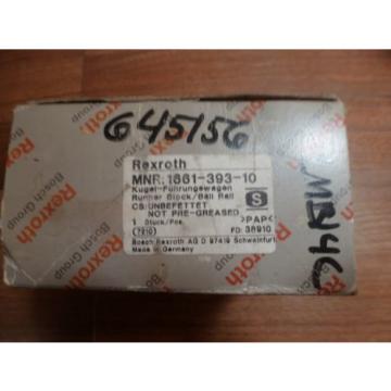 REXROTH RUNNER BLOCK / BALL RAIL 1661-393-10 Origin OLD STOCK