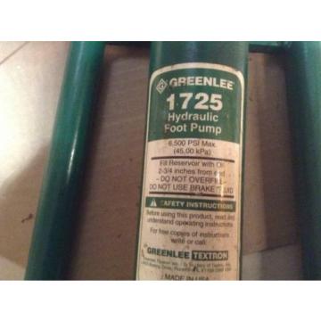 Greenlee 1725 Hydraulic Foot Pump With 10&#039; Hydraulic Hose