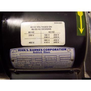 NEW JOHN S BARNES 1 HP HOLLOW SHAFT HYDRAULIC PUMP 208-230/460 VAC 3450 RPM