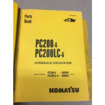 KOMATSU PC200-6 &amp; PC200LC-6 Hydraulic Excavator Parts Book / Service Repair