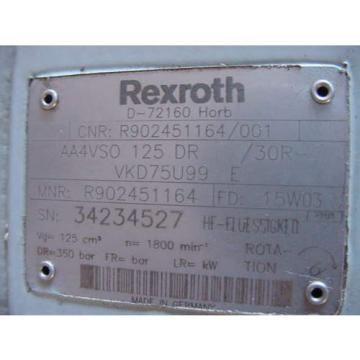 New Rexroth Hydraulic Pump AA4VSO125DR/VDK75U99E Marathon 100 HP Axial Piston