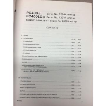 KOMATSU PC400-3 &amp; PC400LC-3 Hydraulic Excavator Parts Book / Service Repair