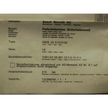 Origin    Rexroth Bosch valve ventil R900424269 / DBDS 20 K1X/315E Invoice