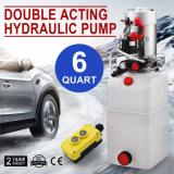 DOUBLE ACTING HYDRAULIC PUMP 12V DUMP TRAILER 6 QUART CAR LIFT REMOTE RESERVOIR